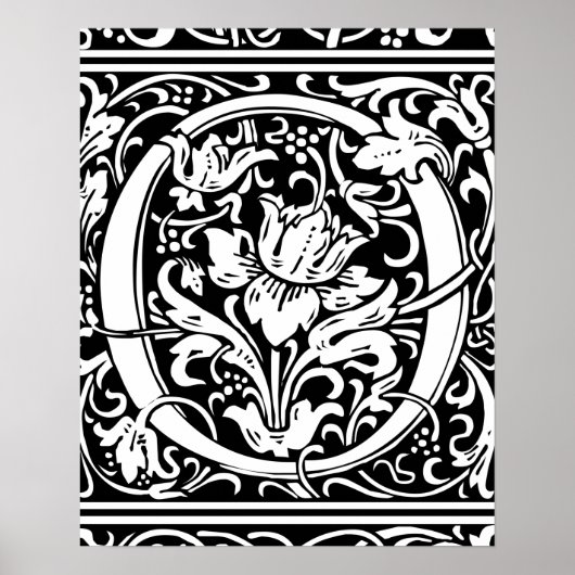 Letter O Medieval Monogram  Initialv Poster (Voorkant)
