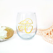 Letter O Monogram bruidsmeisje cadeau, modern eleg Wijnglas Zonder Voet