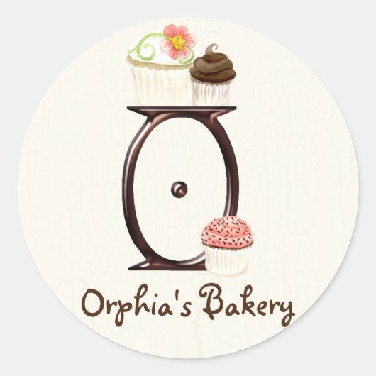 Letter O Monogram Cupcake Logo Zakelijke Stickers (Voorkant)
