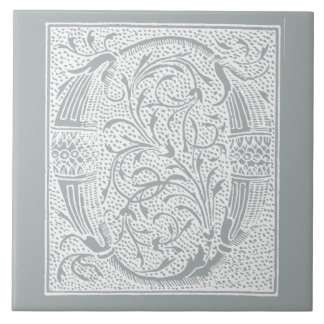  letter O Monogram Initialen Grijs "O" Tegeltje