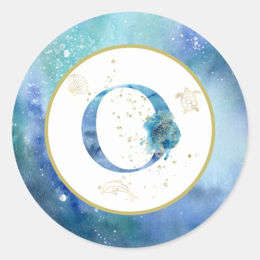*~* LETTER O - Nautische strandenvelop Sticker (Voorkant)