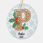 Letter P Aangepaste naam Monogram Kerstmis Keramisch Ornament (Links)