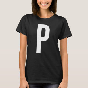 LETTER P ALFABET MONOGRAM INITIAAL T-SHIRT