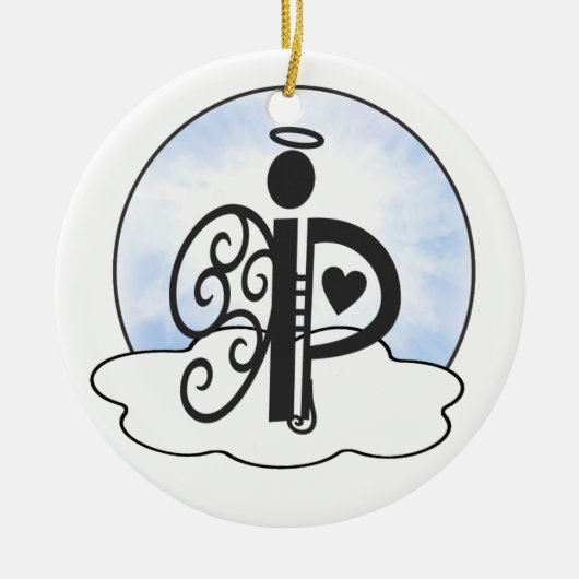Letter P Alphabet Initiaal Monogram w Angel Clouds Keramisch Ornament (Voorkant)