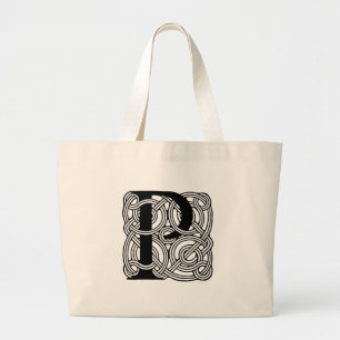 Letter P Celtic Knot Monogram Grote Tote Bag