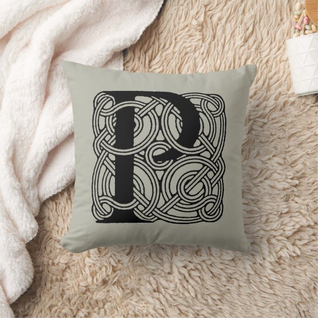 Letter P  Celtic Knot Monogram Kussen (Deken)