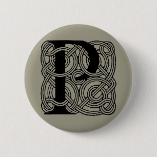 Letter P  Celtic Knot Monogram Ronde Button 5,7 Cm
