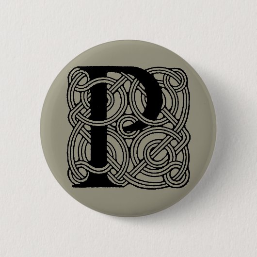 Letter P  Celtic Knot Monogram Ronde Button 5,7 Cm (Voorkant)