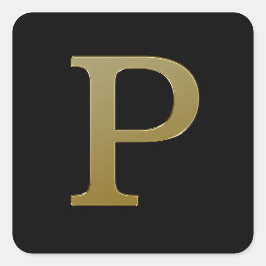 Letter P Gold Square Sticker (Voorkant)