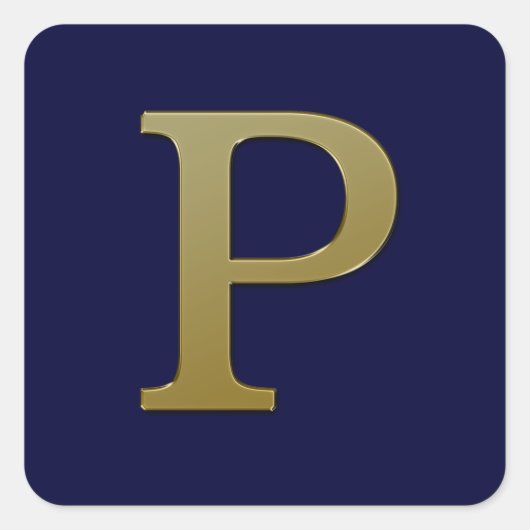 Letter P Gold Square Sticker (Voorkant)