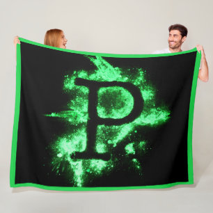 Letter P Groen Hoofdstedelijk Alfabet Fleece Deken
