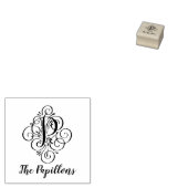 Letter P Initiaal Elegant Flourish Monogram Naam Rubberstempel (Gestempeld)
