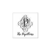 Letter P Initiaal Elegant Flourish Monogram Naam Rubberstempel (Afrduk)