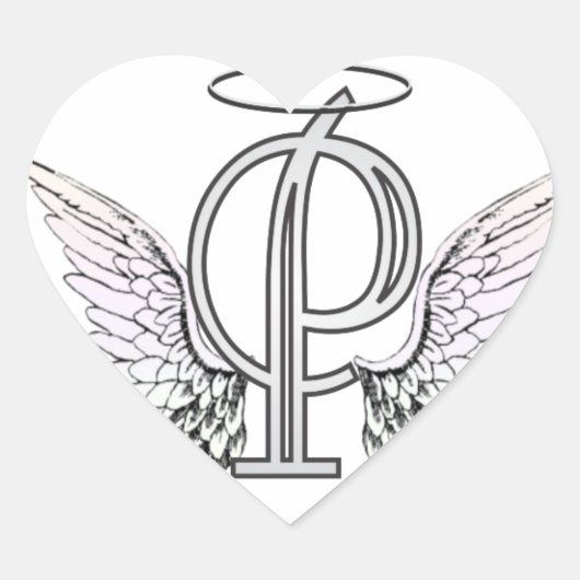 Letter P Initiaal Monogram met Angel Wings & Halo Hart Sticker (Voorkant)