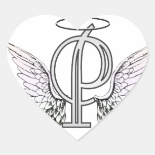 Letter P Initiaal Monogram met Angel Wings & Halo Hart Sticker