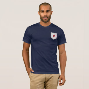 Letter P - Initiaal naam alfabet pocket side left T-shirt
