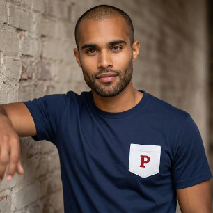 Letter P - Initiaal Naam Alfabet Zak Zijde Links T-shirt