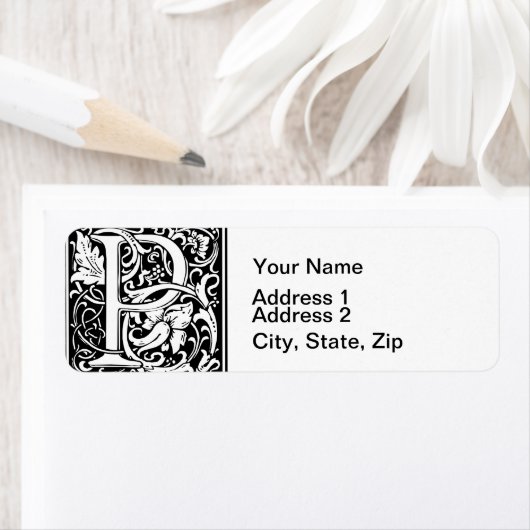 Letter P Medieval Monogram Initiaal Etiket (Insitu)