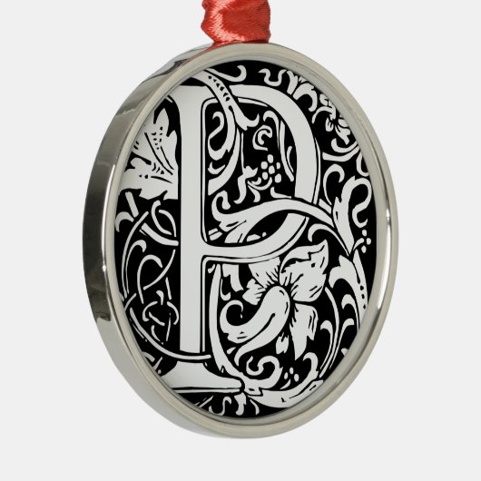 Letter P Medieval Monogram Initiaal Metalen Ornament (Rechts)