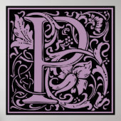 Letter P Medieval Monogram  Initiaal Poster (Voorkant)