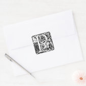 Letter P Medieval Monogram Initiaal Vierkante Sticker (Envelop)