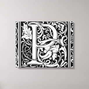 Letter P Middeleeuwse Monogram Art Nouveau Canvas Afdruk