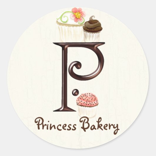 Letter P Monogram Cupcake Logo Zakelijke Stickers (Voorkant)