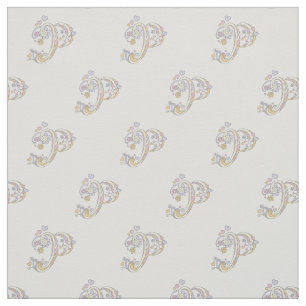 Letter P monogram decoratieve tekst aangepaste sto Stof