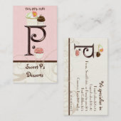 Letter P Monogram Dessert Bakkerij Visitekaartjes (Voorkant / Achterkant)