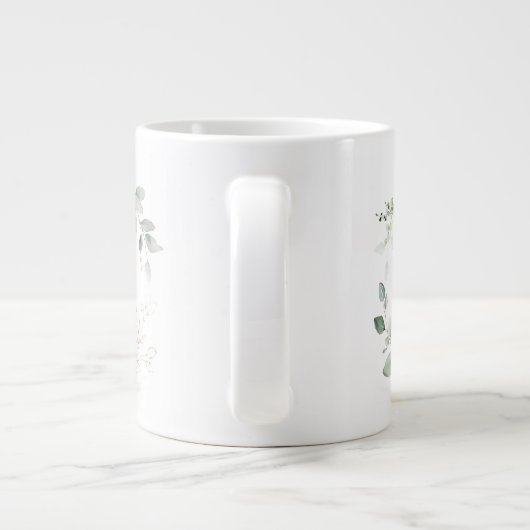 Letter P Monogram Initiaal Mok met Greenery Wreate (Achterkant)