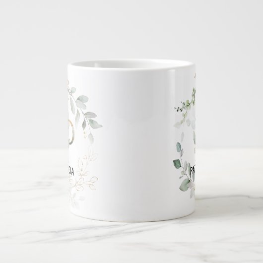 Letter P Monogram Initiaal Mok met Greenery Wreate (Voorkant)