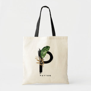Letter P Monogram Pootbladeren Tropische Bruidsmei Tote Bag