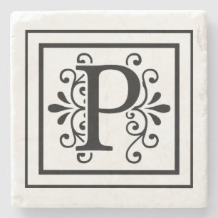 Letter P Monogram Stone Onderzetters