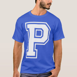 Letter P Naam Initiaal Varsity Alfabet Monogram gi T-shirt