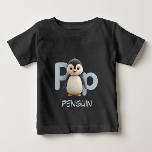 Letter P Penguin Educational Kids T-Shirt | Upperc (Devant)
