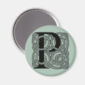 Letter P Vintage Keltische Knoop Monogram Magneet (Voorkant / Achterkant)