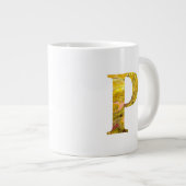 Letter P Yellow Gold Boho Marble Monogram Extra Grote Beker (Voorkant rechts)