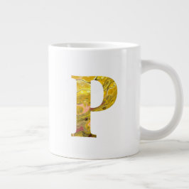 Letter P Yellow Gold Boho Marble Monogram Extra Grote Beker
