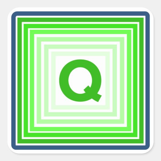 Letter Q - Blauw-groen Vierkante Sticker (Voorkant)