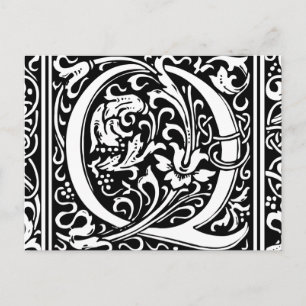 Letter Q Middeleeuwse Monogram Art Nouveau Briefkaart