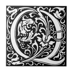 Letter Q Middeleeuwse Monogram Art Nouveau Tegeltje