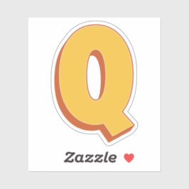 Letter Q Monogram, Bold 3D Type Font Initial  Sticker