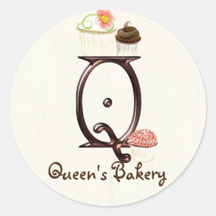 Letter Q Monogram Cupcake Logo Zakelijke Stickers