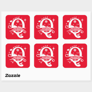 Letter Q Monogram Initiaal Familienaam Greeting Vierkante Sticker