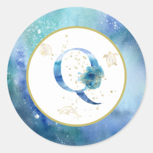 *~* LETTER Q - Nautische strandenvelop Sticker