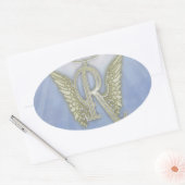 Letter R Angel Monogram Ovale Sticker (Envelop)