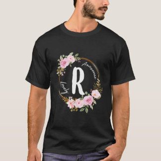 Letter R Bloemenslinger Naam Initiaal R Moederdag T-shirt