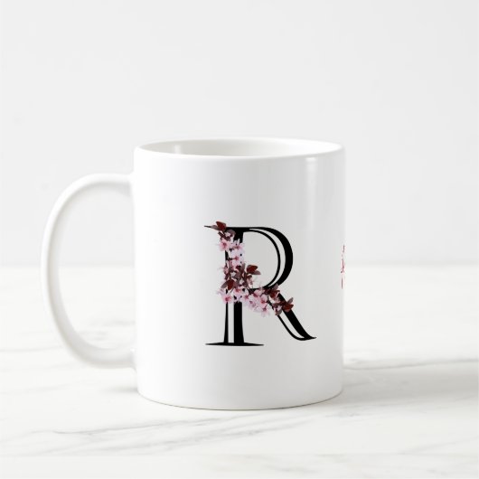 Letter R, Cherry Blossom | Naam Monogram Koffiemok (Links)