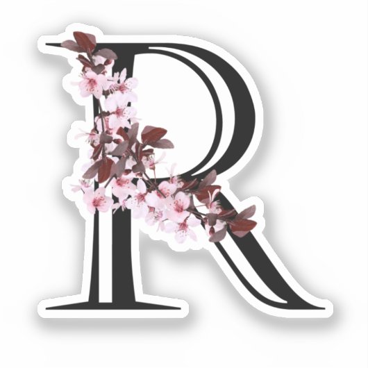 Letter R, Cherry Blossom Sticker (Voorkant)