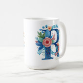 Letter R Floral coffee Mug with custom name (Devant droit)